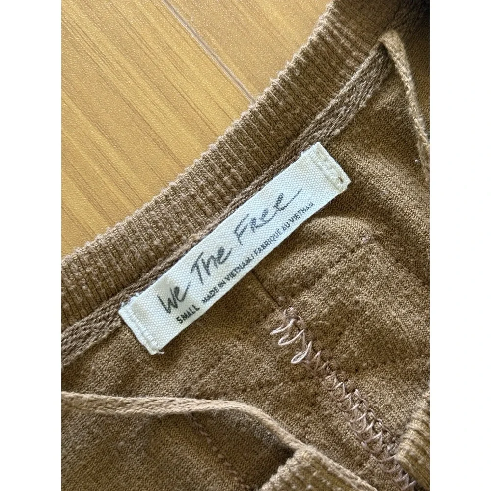 We The Free‎ People Gia Cardi Long Ribbed Sweater Dress Size Small Brown Tan